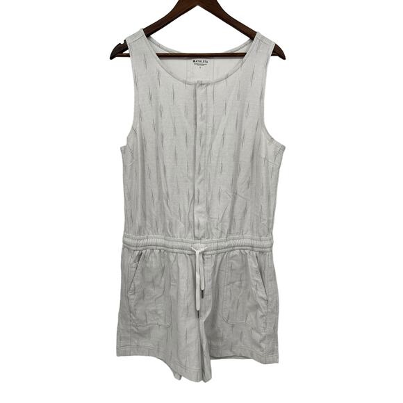 Athleta Pants - ATHLETA Farallon Printed Romper Spliced Magic Veil White/Gray Women's Size Large